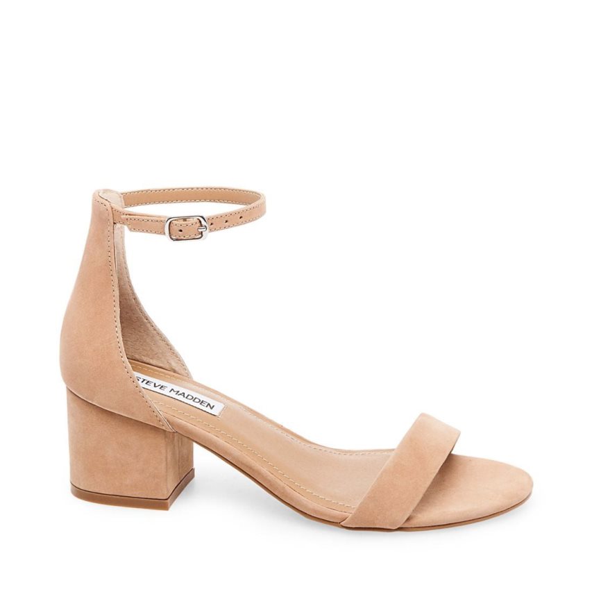 Beige Steve Madden Ireneew Nubuck Women's Heels Sandals | PH 0523W16H